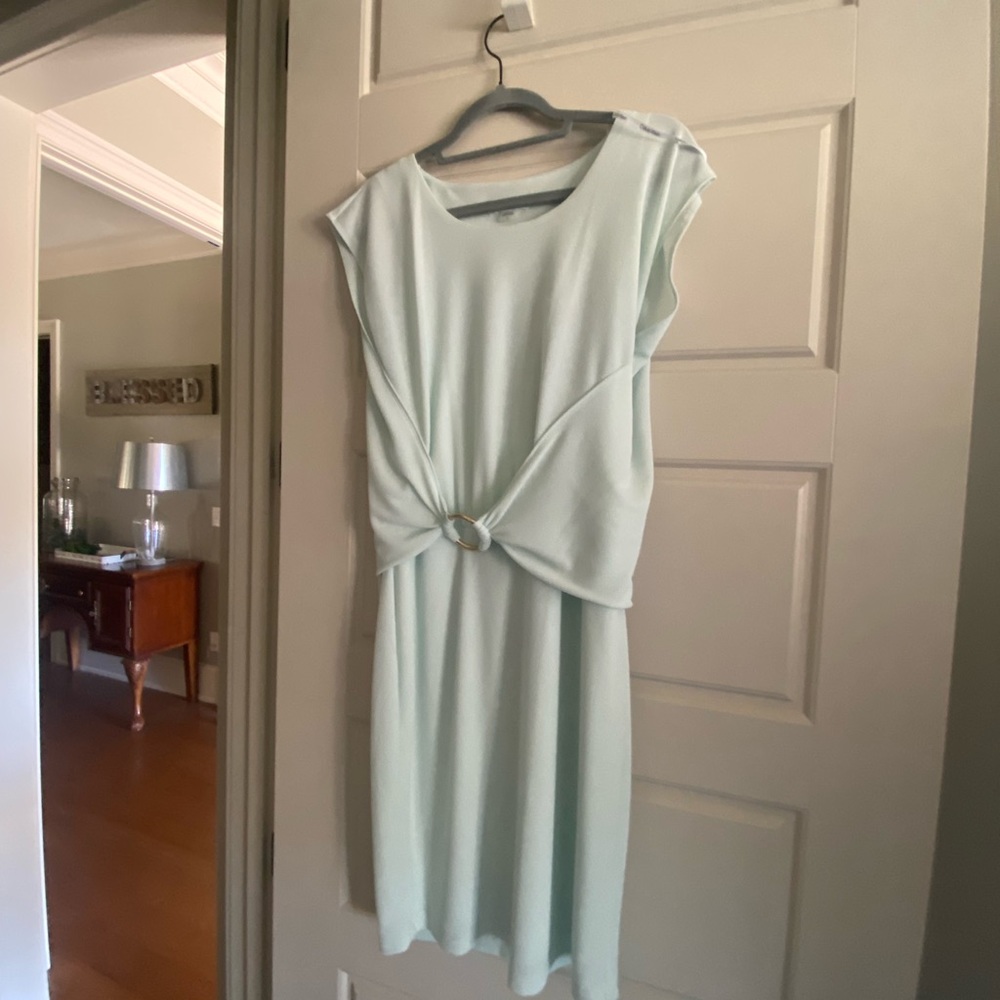 Calvin Klein Collection Green Sheath Midi Dress Crew Neck